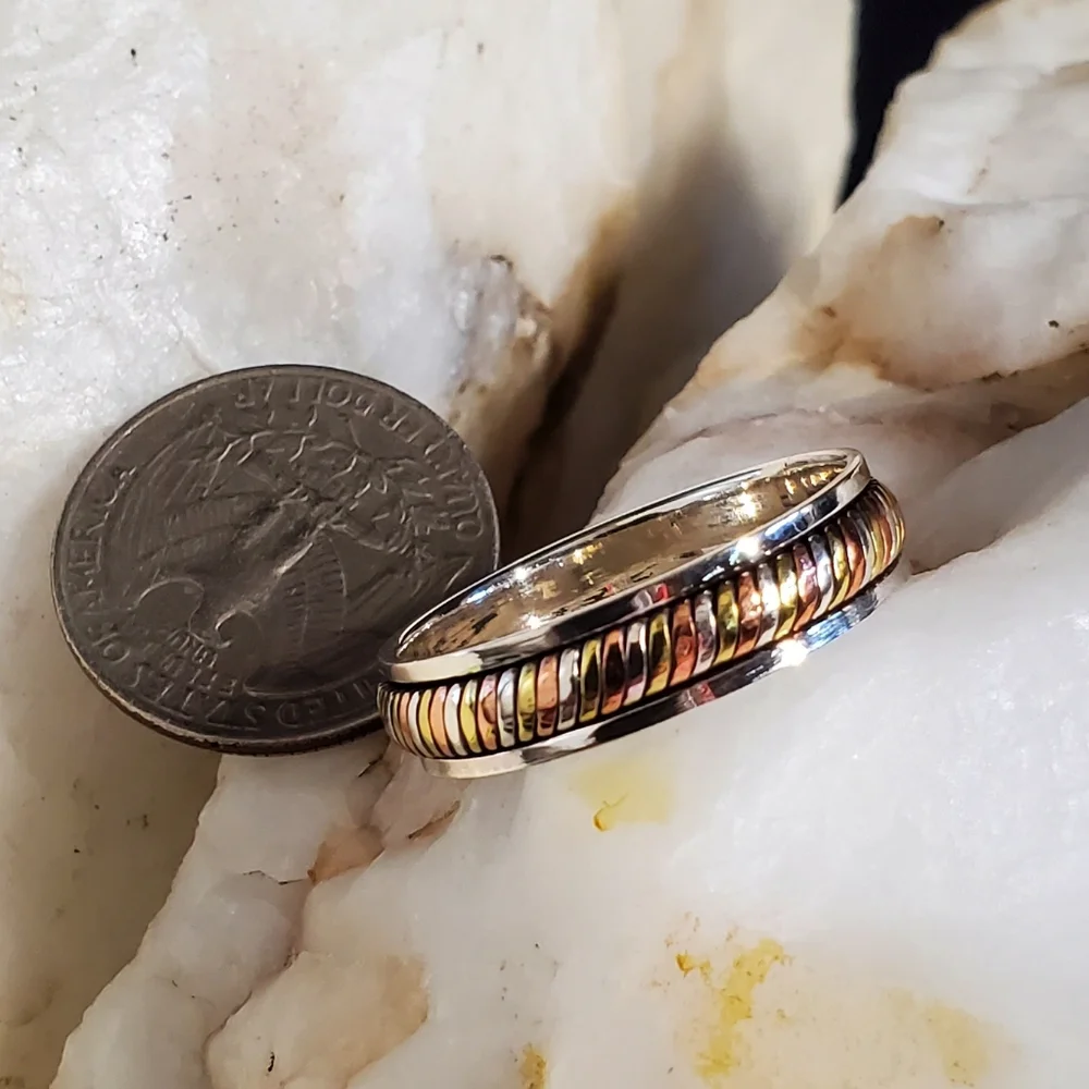 Unique Men's Jewelry Solid Sterling 925 Silver 14K Gold Ring Gift For Man